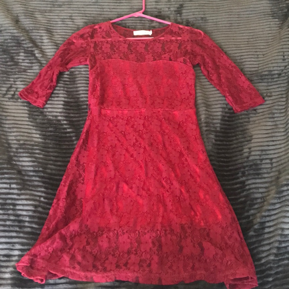 Maroon lace party/dance dress